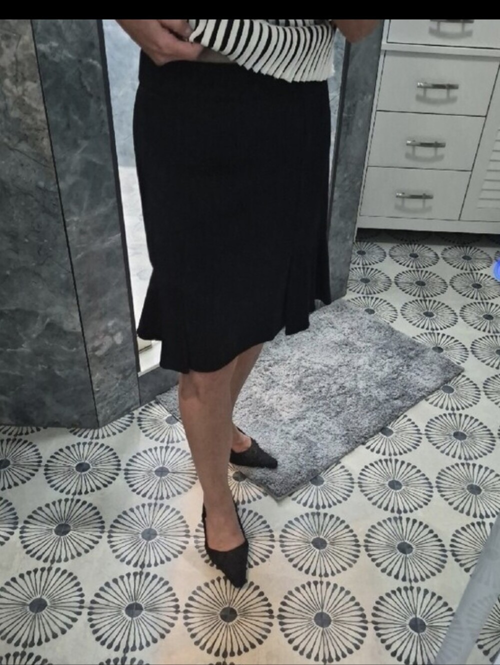 Sophie Max Black Skirt with Flounce Hem